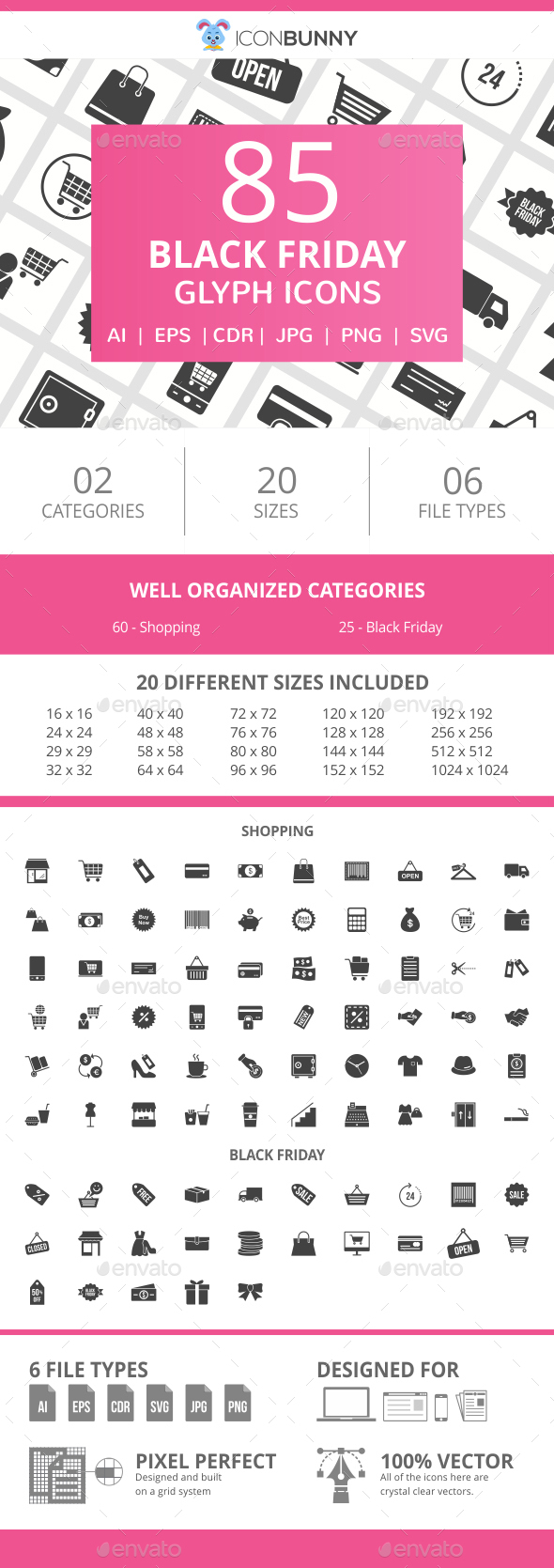 85 Black Friday Glyph Icons - Icons
