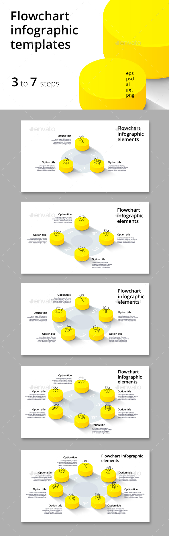 3-7 step flowchart infographics - Infographics