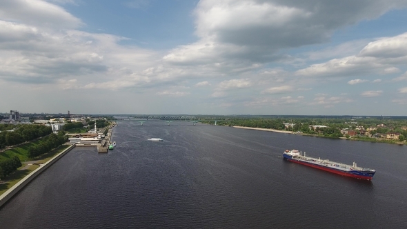 Cargo Ship Is on the River