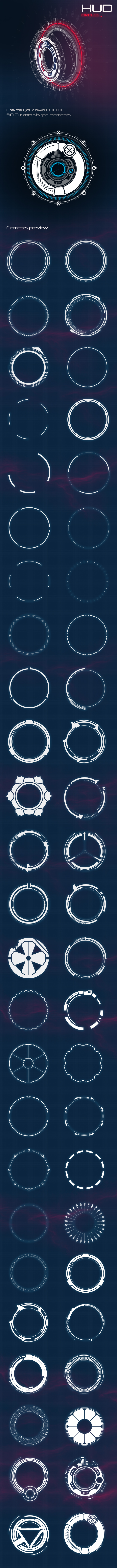 50 Hi-Tech Circle Custom Shapes - Shapes Photoshop