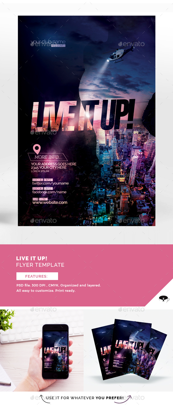 Live It Up Flyer Template - Events Flyers