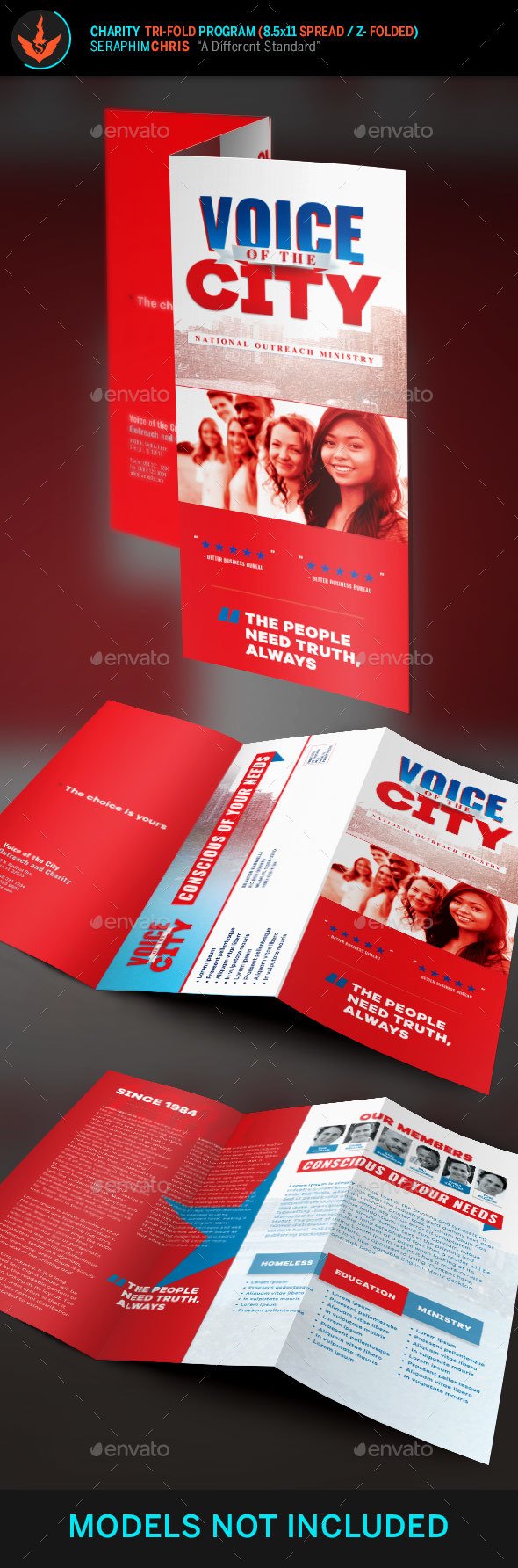 Voice of the City Charity Tri-Fold Brochure Template - Corporate Brochures