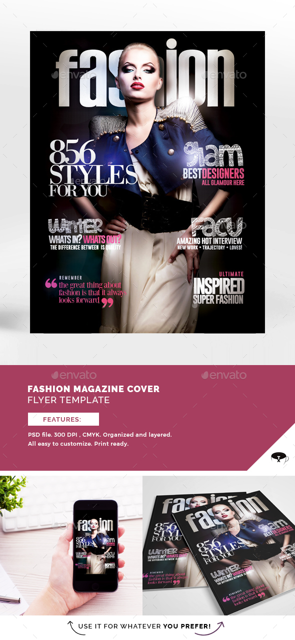 Fashion Magazine Cover Flyer Template - Flyers Print Templates