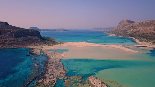 Aerial Drone Footage Bay of Balos, Crete - Drone Lowering Position