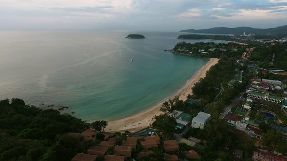 Aerial View of Empty Sea Beach at Summer Day alt