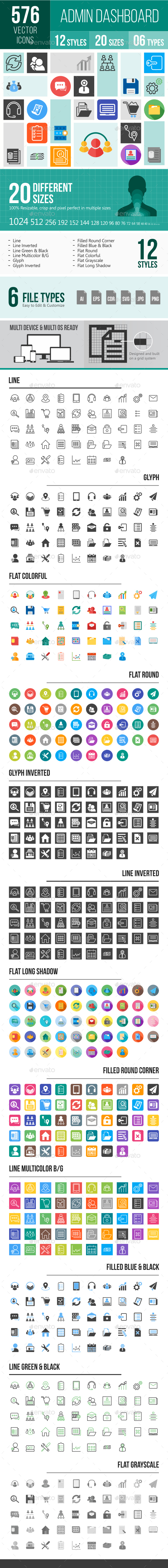 576 Admin Dashboard Icons - Icons