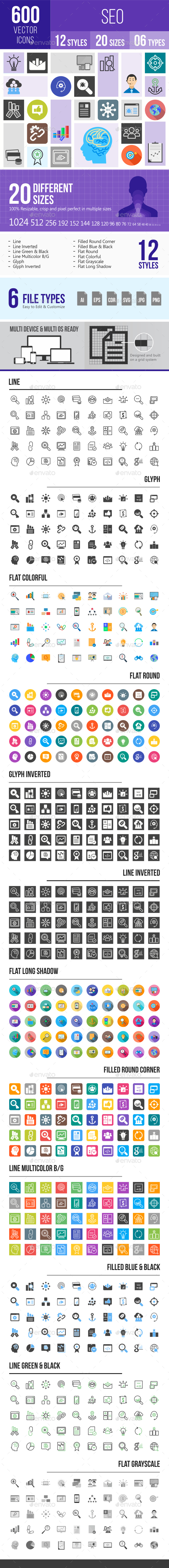 600 SEO Icons - Icons