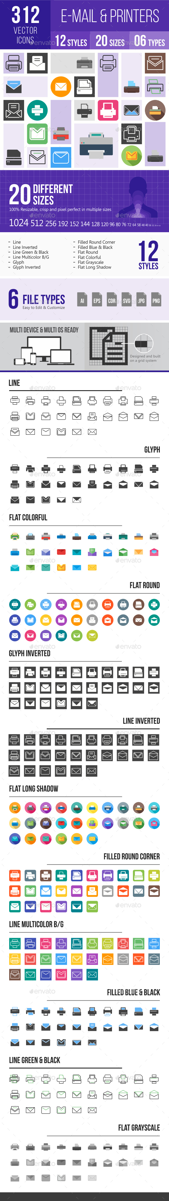 312 Email & Printer - Technology Icons - Icons