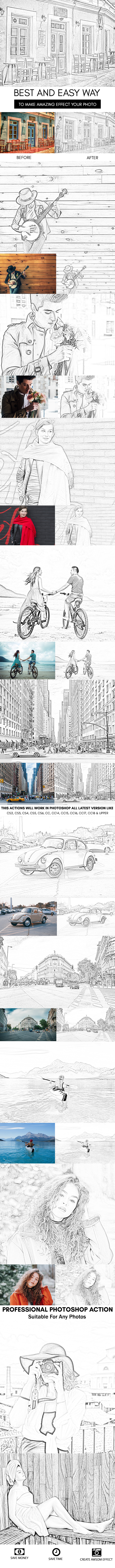 Photo Sketch :: Photoshop Action - Photo Effects Actions