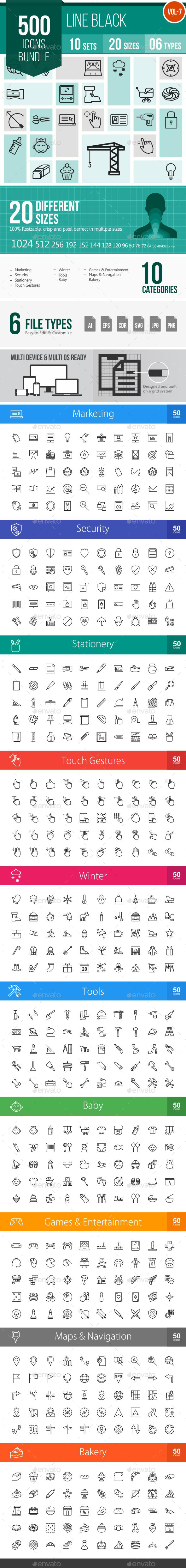 500 Vector Line Icons Bundle (Vol-7) - Icons
