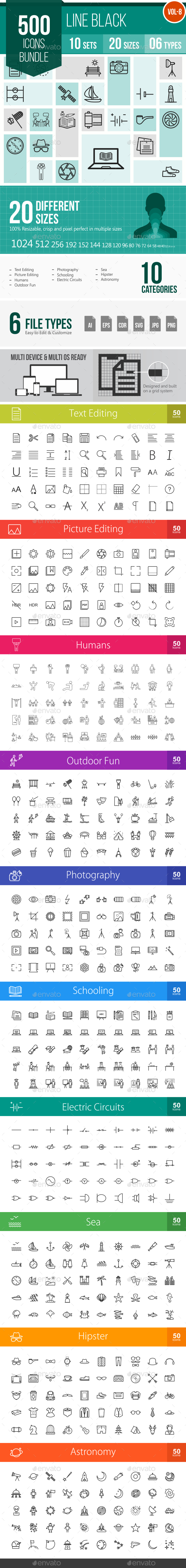 500 Vector Line Icons Bundle (Vol-8) - Icons