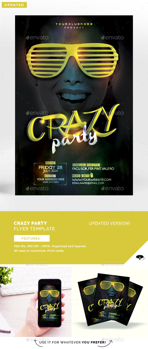 Crazy Party Flyer Template - Flyers Print Templates