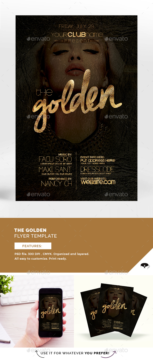 The Golden Flyer Template - Flyers Print Templates