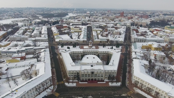 The Centre of the City of Yaroslavl in Winter Aerial Photography