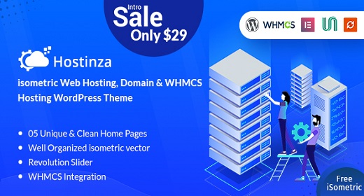 Hostinza - Isometric Domain & Web Hosting Wordpress Theme