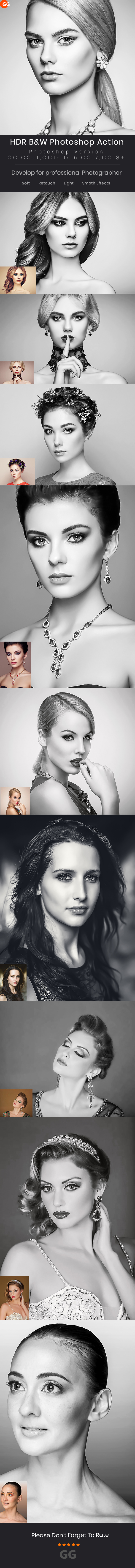 10 HDR B&W Photoshop Action - Photo Effects Actions