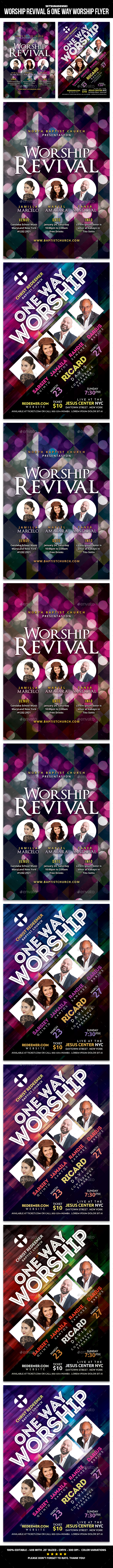 Worship Revival & One Way Worship Flyer - Church Flyers