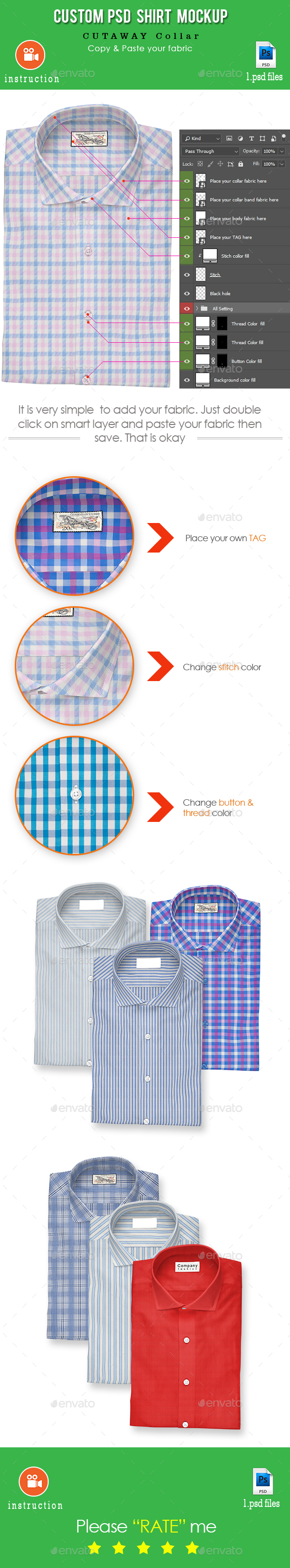"Shirt Mockup (Cutaway Collar)" - Apparel Product Mock-Ups