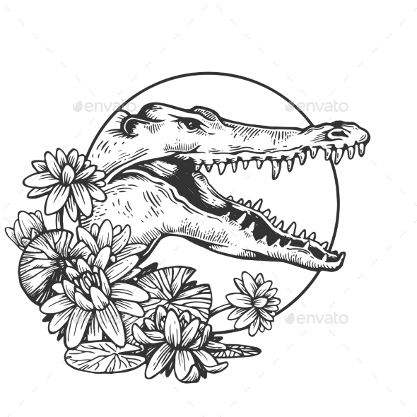 Crocodile Head Animal Engraving Vector - Animals Characters