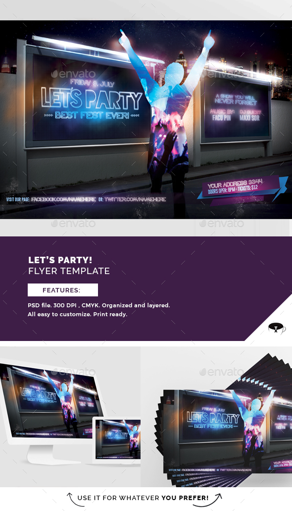 Let´s Party Flyer Template - Clubs & Parties Events