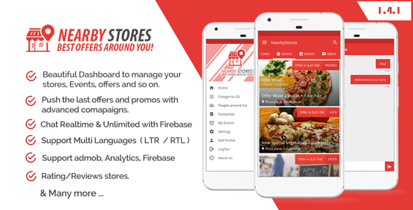 NearbyStores - Offers, Events & Chat Realtime + Firebase 1.4 - CodeCanyon Item for Sale