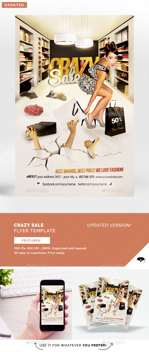 Crazy Sale Flyer Template - Flyers Print Templates