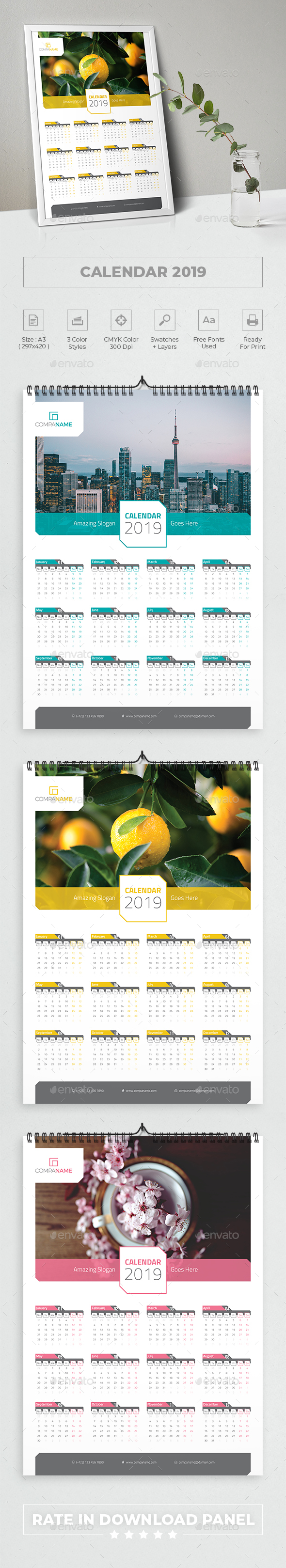 Calendar Poster 2019 - Calendars Stationery