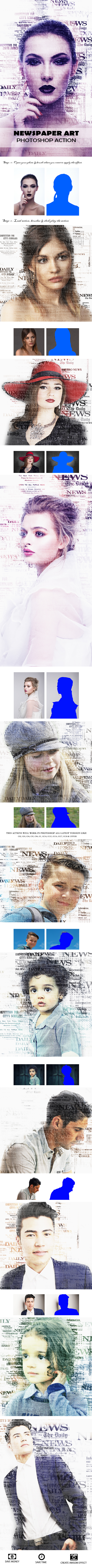 Newspaper Art :: Photoshop Action in Photoshop Shapes
