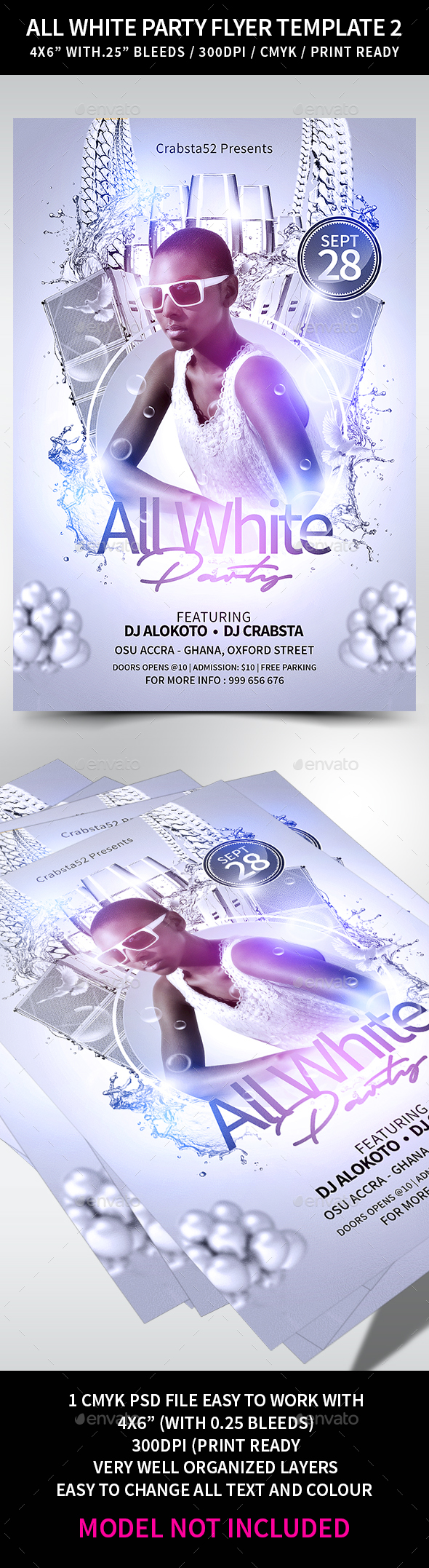 All White Party Flyer Template 2
