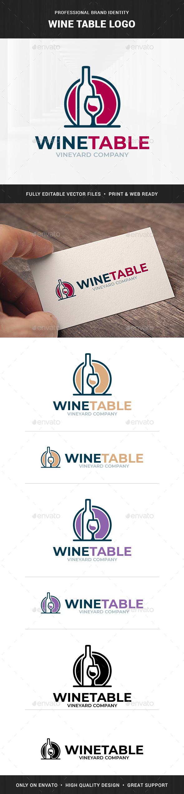 Wine Table Logo Template - Objects Logo Templates