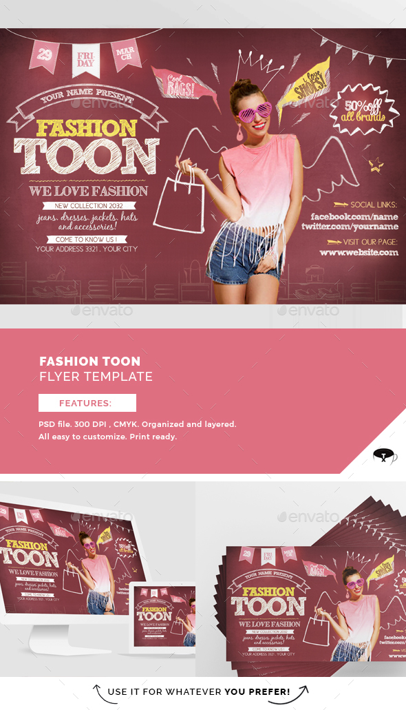 Fashion Toon Flyer Template - Flyers Print Templates