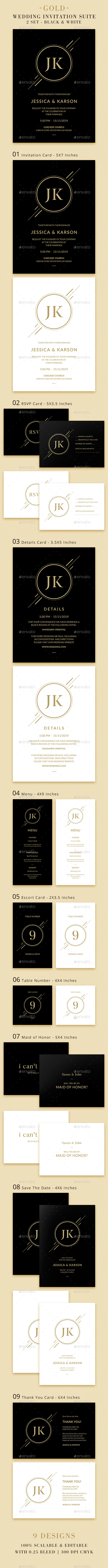 Wedding Invitation Suite - Gold - Weddings Cards & Invites