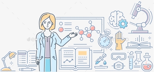 Chemistry Lesson - Colorful Line Design Style - Miscellaneous Conceptual