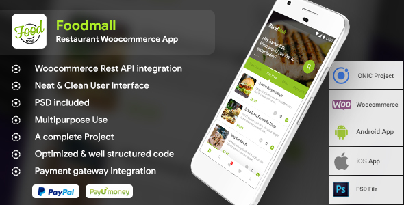 Restaurant WooCommerce Android + iOS IONIC 3 Full Application | Foodmall - CodeCanyon Item for Sale