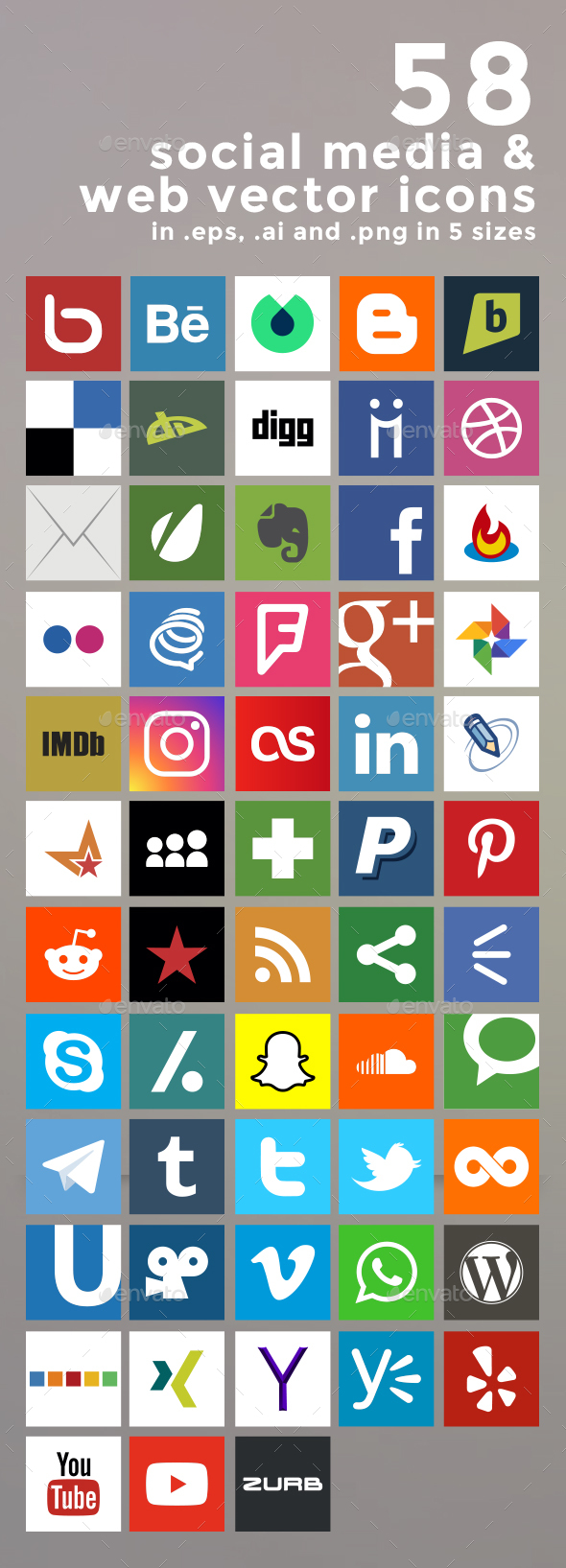 58 Social Media and Web Vector Icons - Web Elements Vectors