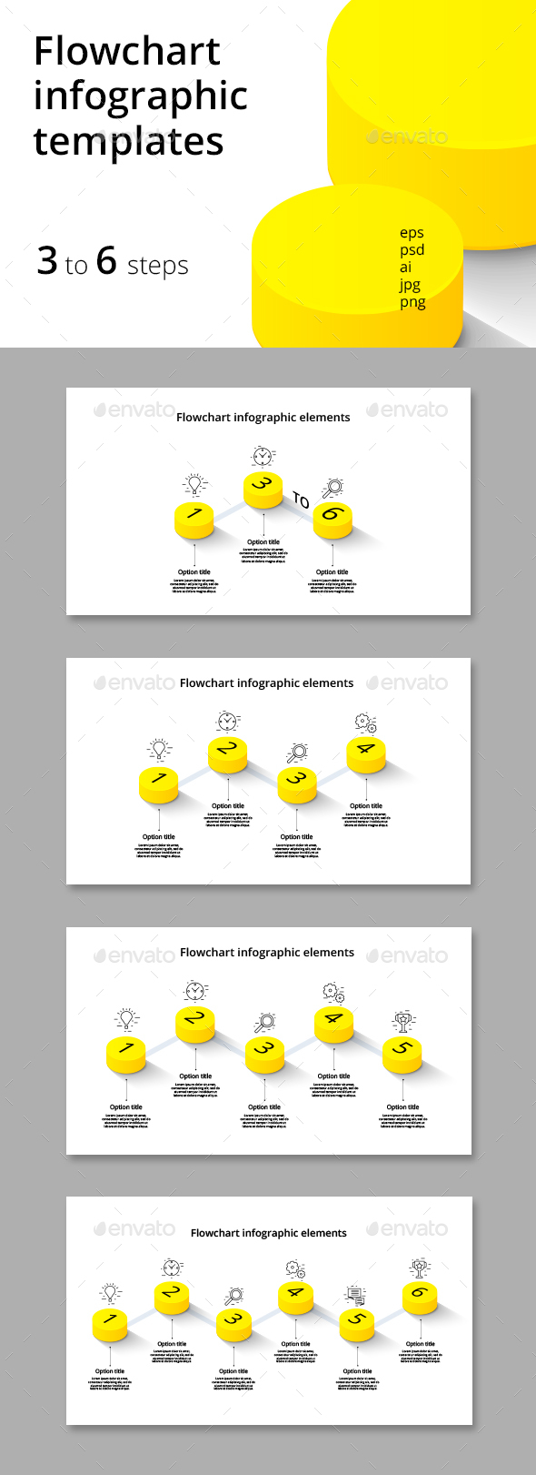 3-6 step flowchart infographics - Infographics