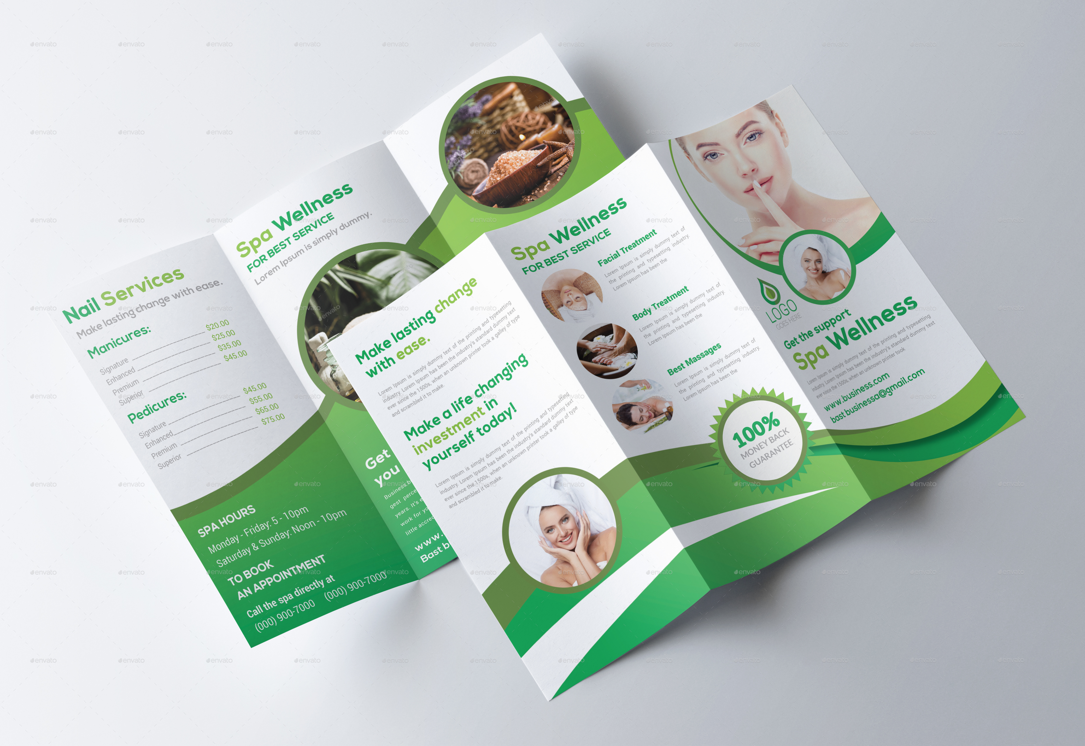 Spa Wellness Trifold Brochure, Print Templates | GraphicRiver