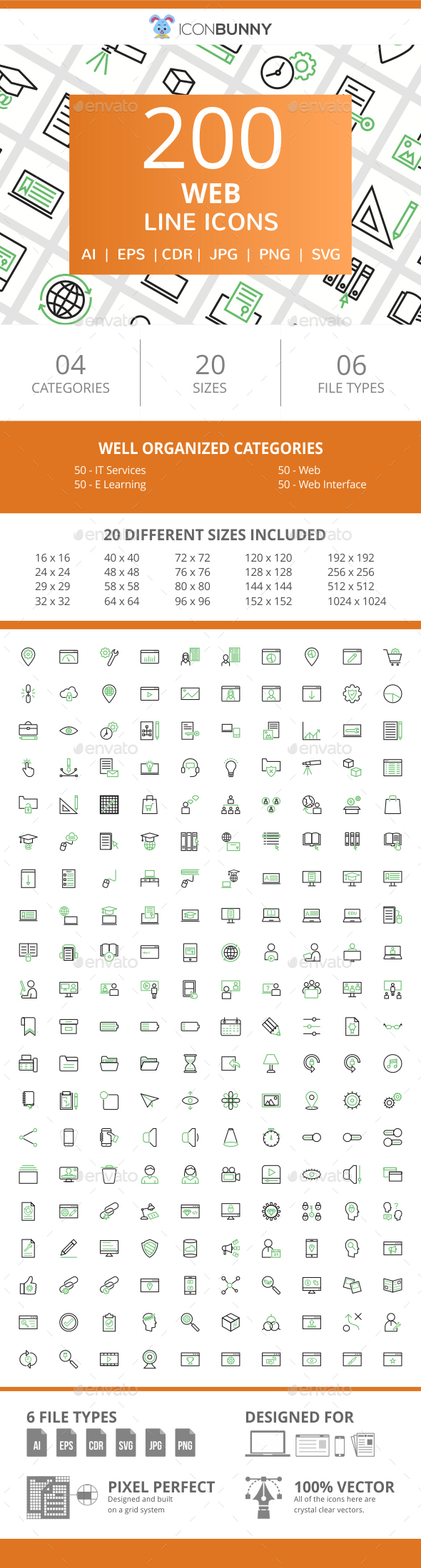 200 Web Line Green & Black Icons - Icons