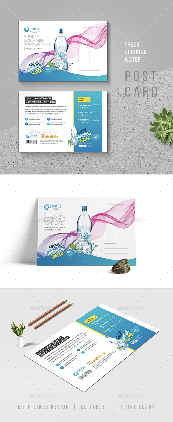 Fresh Drinking Water Postcard - Cards & Invites Print Templates
