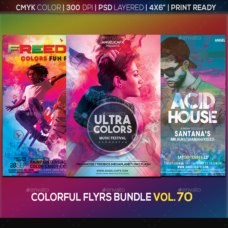 Colorful Flyers Bundle Vol. 70 in Flyer Templates - product preview 1