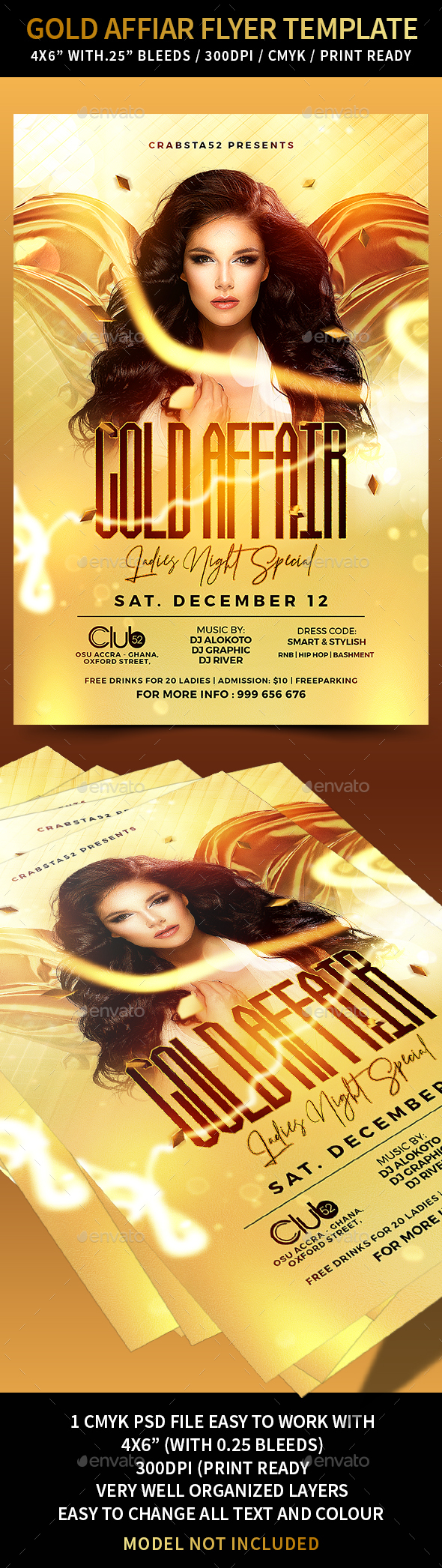 Gold Affair Flyer Template - Clubs & Parties Events
