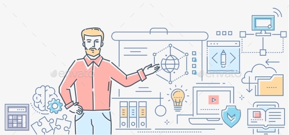 Informatics Lesson - Colorful Line Design Style - Miscellaneous Conceptual