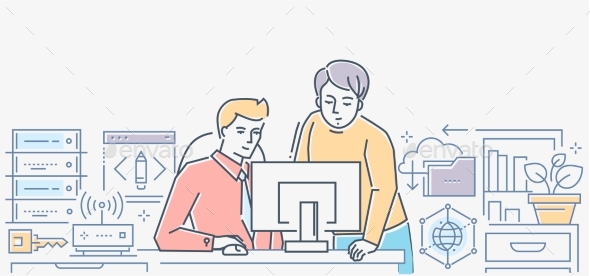 Work Process - Colorful Line Design Style - Concepts Business