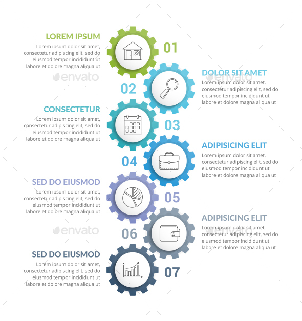 Infographic Template with 7 Gears - Infographics