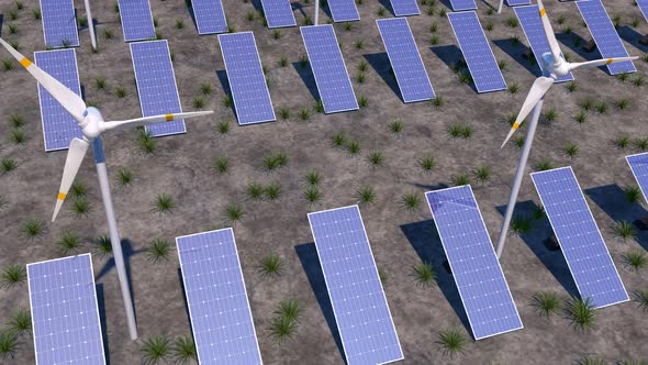 Solar Energy Background 4K - Solar Panel And Wind Turbine