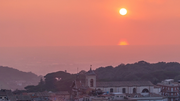 Duomo Di San Pancrazio Martire at Sunset in Beautiful Town of Albano Laziale , Italy alt
