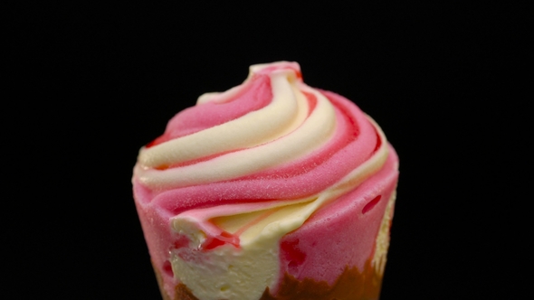 Raspberry Ice Cream Over Black Background alt