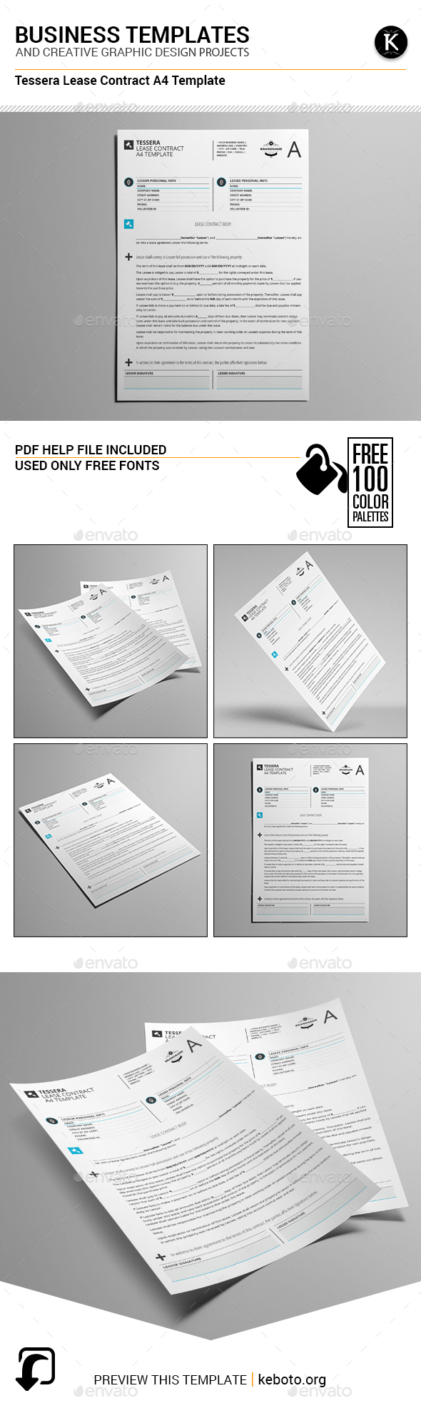 Tessera Lease Contract A4 Template - Miscellaneous Print Templates