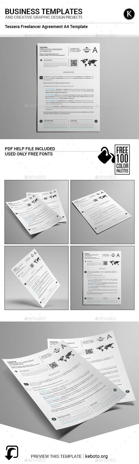 Tessera Freelancer Agreement A4 Template - Miscellaneous Print Templates