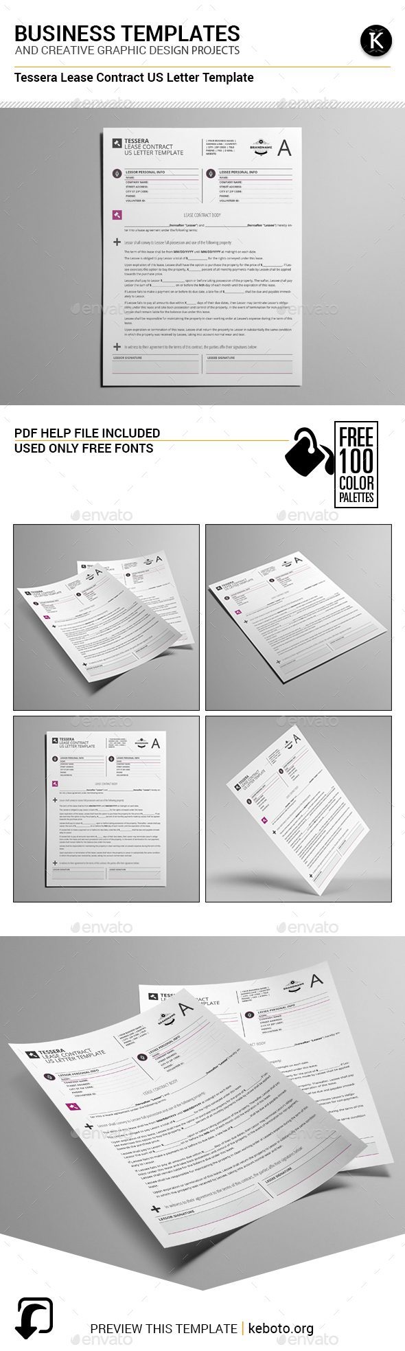 Tessera Lease Contract US Letter Template - Miscellaneous Print Templates